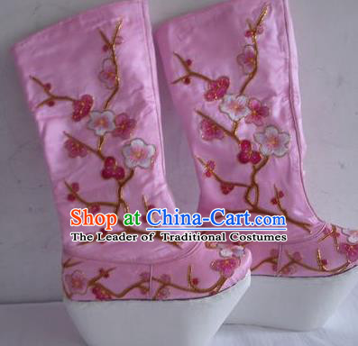 Chinese Traditional Beijing Opera Scholar Boots Embroidered Plum Blossom Shoes for Men
