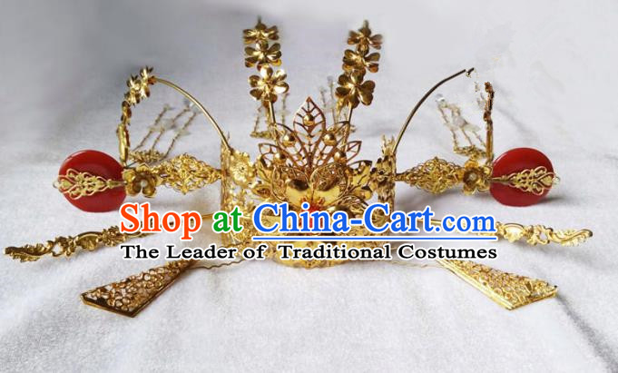 Chinese Traditional Hair Accessories Ancient Phoenix Coronet Hairpins Complete Set for Women