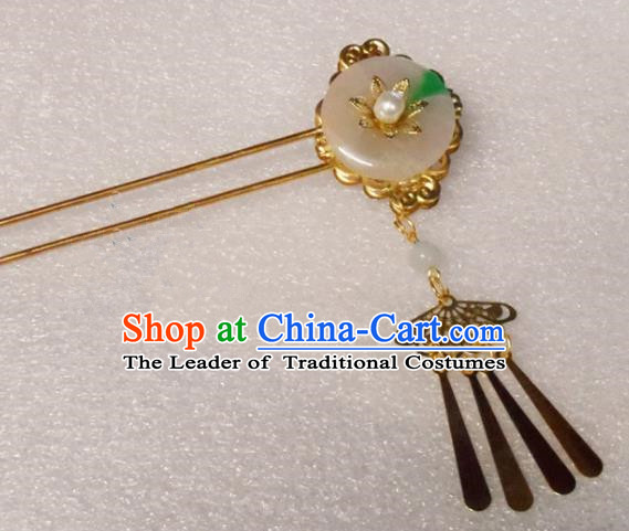 Chinese Traditional Hair Accessories Ancient Bride Hairpins Jade Hair Clip for Women