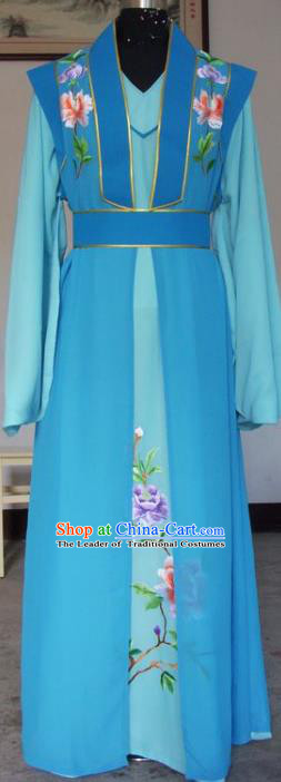 Chinese Traditional Shaoxing Opera Scholar Blue Clothing Peking Opera Niche Costumes for Adults