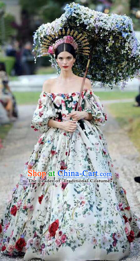 Top Grade Stage Performance Palace Queen Customized Costume Models Catwalks Full Dress for Women