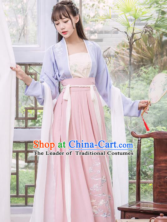 Chinese Traditional Song Dynasty Nobility Lady Costumes Ancient Peri Hanfu Dress for Women