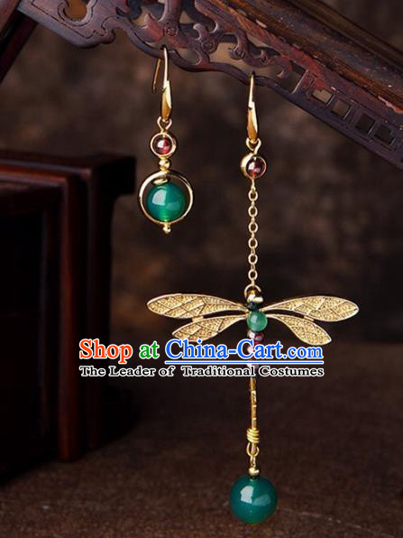 Chinese Traditional Jewelry Accessories Ancient Palace Hanfu Dragonfly Earrings for Women