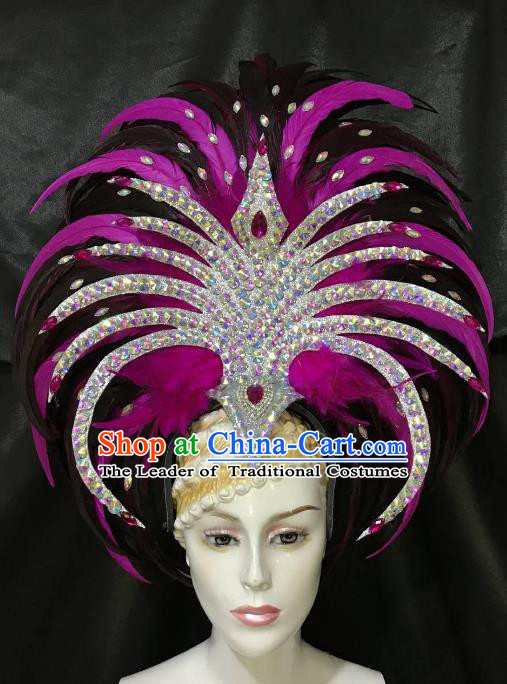 Brazilian Rio De Janeiro Carnival Ostrich Feather Hair Accessories Samba Dance Catwalks Headdress for Women