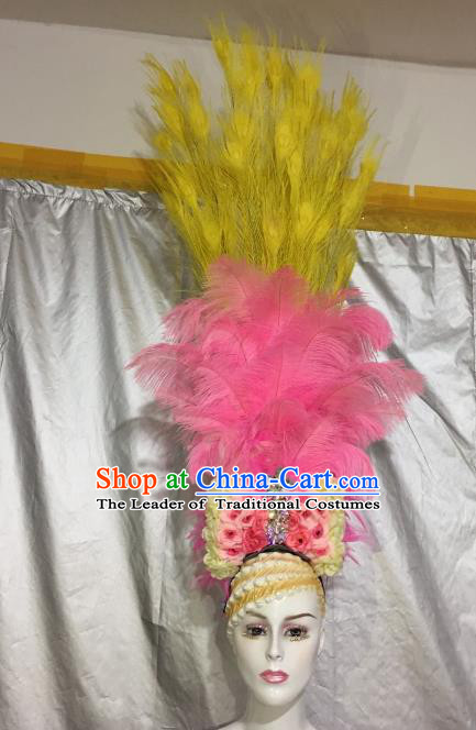 Brazilian Rio De Janeiro Carnival Feather Hair Accessories Samba Victorian Dance Feather Headwear for Women