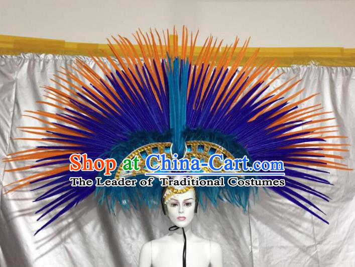 Brazilian Rio De Janeiro Carnival Feather Hair Accessories Samba Victorian Dance Deluxe Headwear for Women