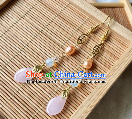 Handmade Chinese Traditional Accessories Hanfu Pearls Earrings for Women