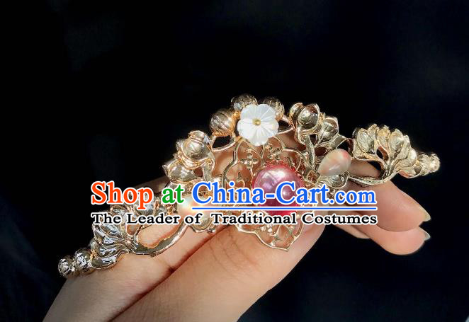 Chinese Traditional Hair Accessories Ancient Hanfu Golden Hair Stick Hairpins for Women