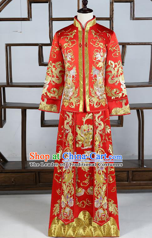 Ancient Chinese Male Wedding Toast Costumes Traditional Bridegroom Tang Suit Red Long Robe for Men