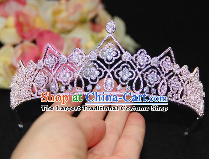 Top Grade Wedding Bride Hair Accessories Princess Zircon Hair Clasp Royal Crown for Women