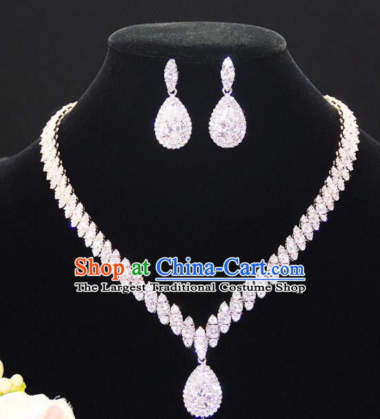 Top Grade Wedding Bride Jewelry Accessories Crystal Necklace and Earrings for Women