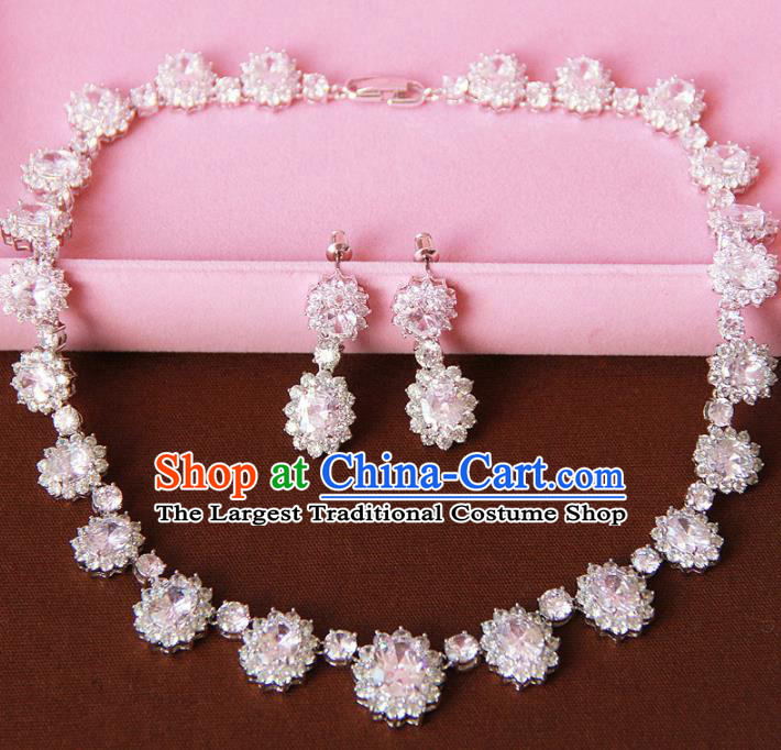 Top Grade Wedding Bride Jewelry Accessories Zircon Crystal Necklace and Earrings for Women