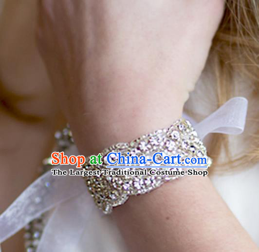 Handmade Wedding Waist Accessories Baroque Bride Crystal Wristlet Bracelet for Women