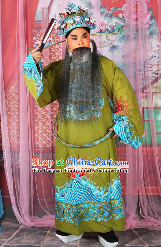 Professional Chinese Peking Opera Costume Traditional Peking Opera Minister Green Robe for Adults