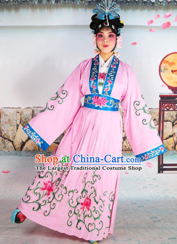 Professional Chinese Beijing Opera Actress Young Women Costumes Embroidered Pink Dress for Adults