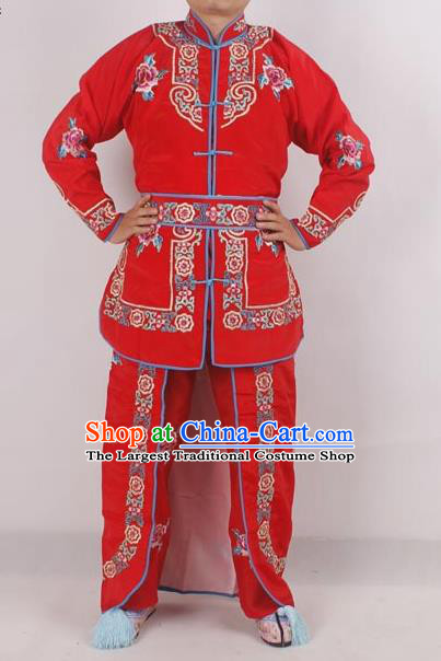 Professional Chinese Peking Opera Female Warrior Costume Ancient Swordswoman Embroidered Red Clothing for Adults