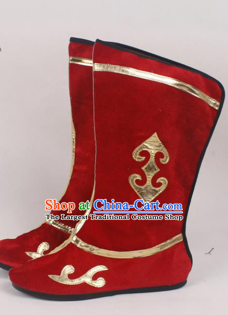 Chinese Traditional Beijing Opera Red Boots Peking Opera Shoes for Men