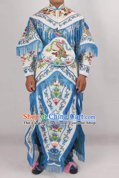 Chinese Peking Opera Blues White Costume Ancient Female Warriors Embroidered Clothing for Adults