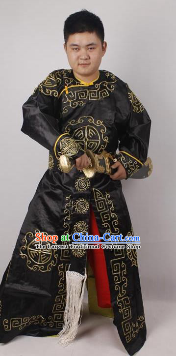 Professional Chinese Peking Opera Takefu Black Embroidered Costume for Adults
