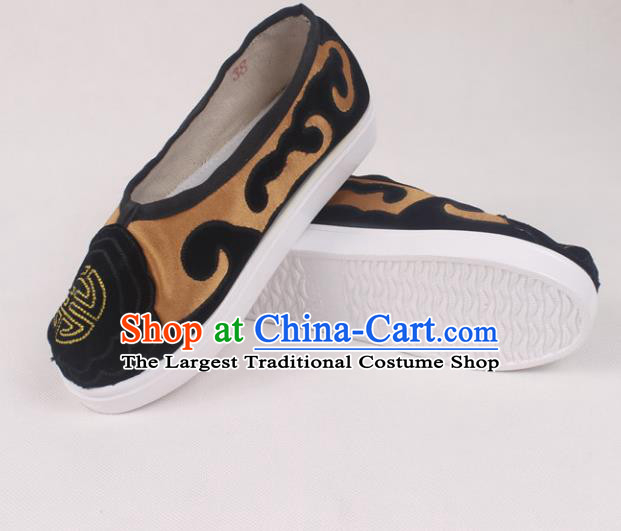 Chinese Traditional Beijing Opera Ministry Councillor Embroidered Shoes Peking Opera Brown Shoes for Men