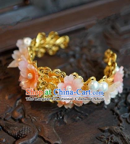 Top Grade Chinese Handmade Jewelry Accessories Ancient Palace Lady Hanfu Pink Flowers Bracelet for Women