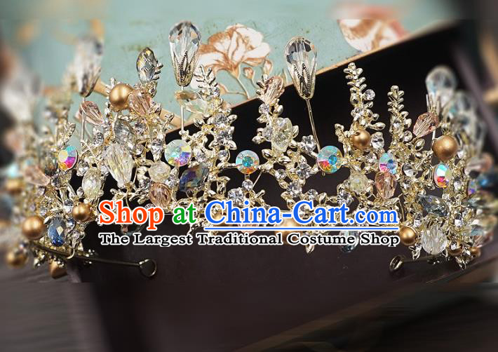 Top Grade Handmade Baroque Royal Crown Wedding Bride Hair Jewelry Accessories for Women