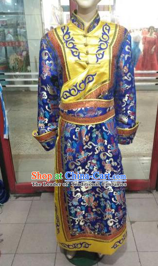 Chinese Traditional Mongolian Costume China Mongol Nationality Folk Dance Mongolian Robe for Men