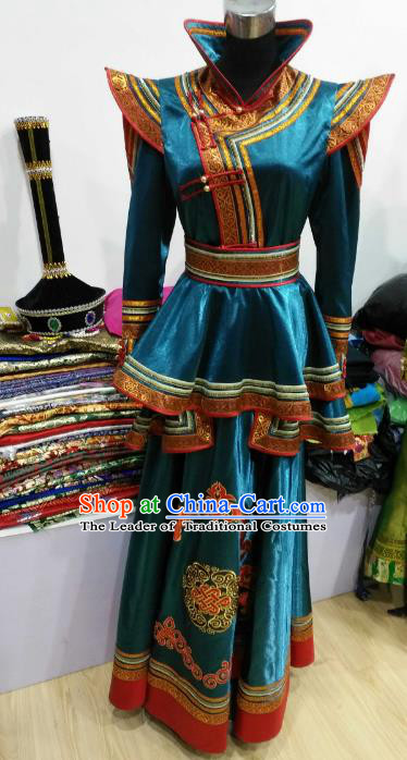 Chinese Traditional Mongolian Folk Dance Dress China Mongol Nationality Bride Costume for Women