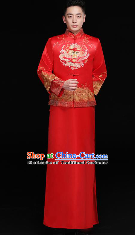 Chinese Traditional Bridegroom Costume Ancient Tang Suit Embroidered Clothing for Men