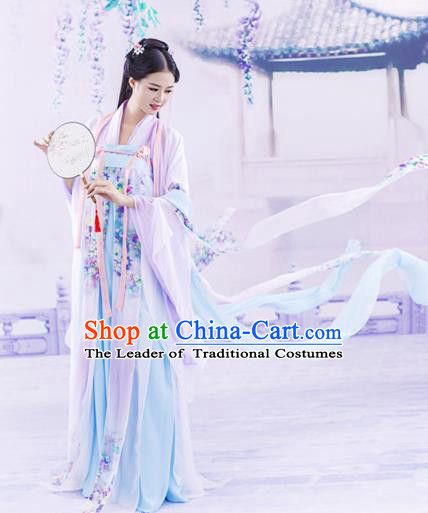 Chinese Ancient Drama Tang Dynasty Palace Princess Embroidered Hanfu Dress for Women