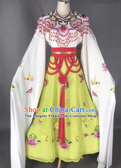 Chinese Peking Opera Diva Yellow Dress Traditional Beijing Opera Rich Lady Embroidered Costumes for Adults