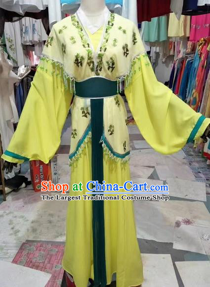 Chinese Shaoxing Opera Palace Princess Yellow Dress Traditional Beijing Opera Diva Costume for Adults