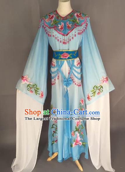 Chinese Beijing Opera Nobility Lady Blue Dress Ancient Princess Costume for Adults