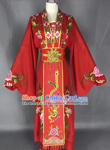 Chinese Traditional Peking Opera Diva Red Dress Ancient Princess Embroidered Costume for Adults