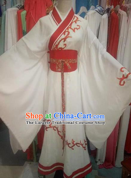 Chinese Traditional Peking Opera Diva White Hanfu Dress Ancient Palace Lady Costume for Adults