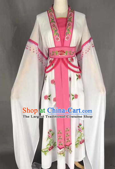 Chinese Traditional Peking Opera Diva White Hanfu Dress Ancient Palace Princess Costume for Adults