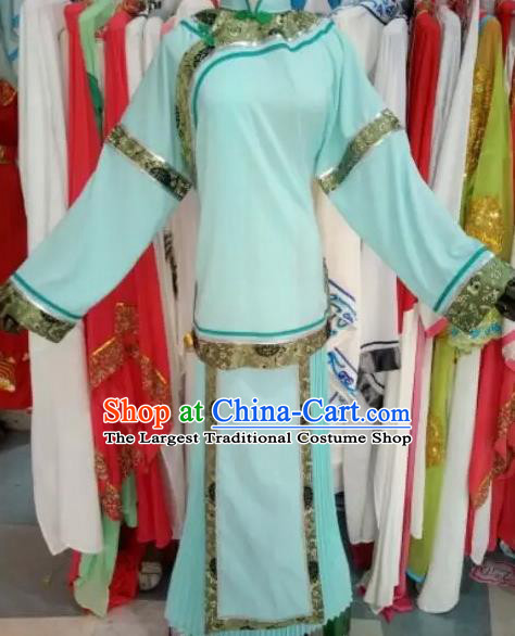 Chinese Traditional Peking Opera Blue Dress Ancient Maidservants Costume for Adults