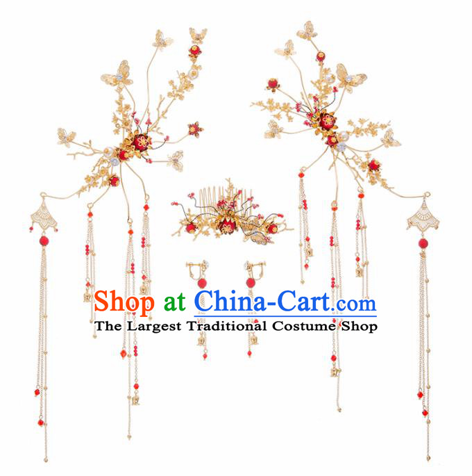 Chinese Ancient Hanfu Wedding Hair Accessories Traditional Hairpins Complete Set for Women