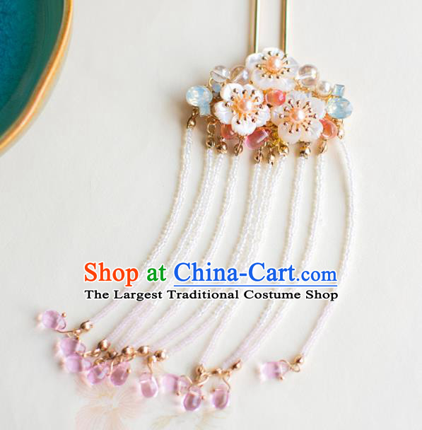 Chinese Ancient Golden Tassel Step Shake Wedding Hair Accessories Traditional Shell Hairpins for Women
