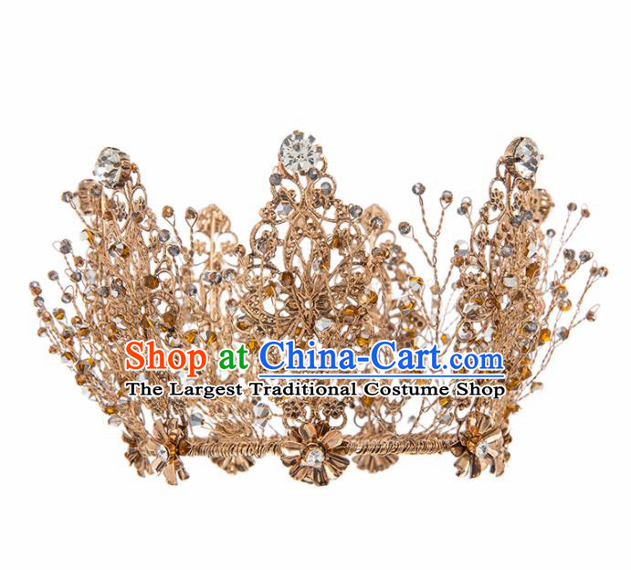 Top Grade Wedding Hair Accessories Bride Retro Round Crystal Royal Crown for Women