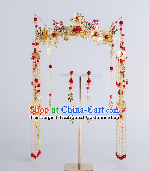 Chinese Ancient Wedding Bride Phoenix Coronet Hair Accessories Traditional Hairpins for Women
