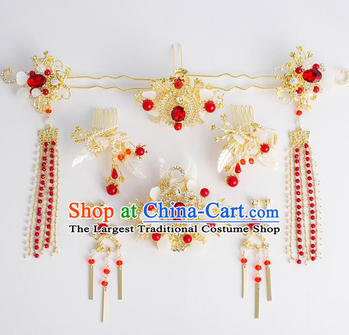 Chinese Traditional Wedding Bride Crystal Hair Clip Ancient Hair Accessories Hairpins for Women