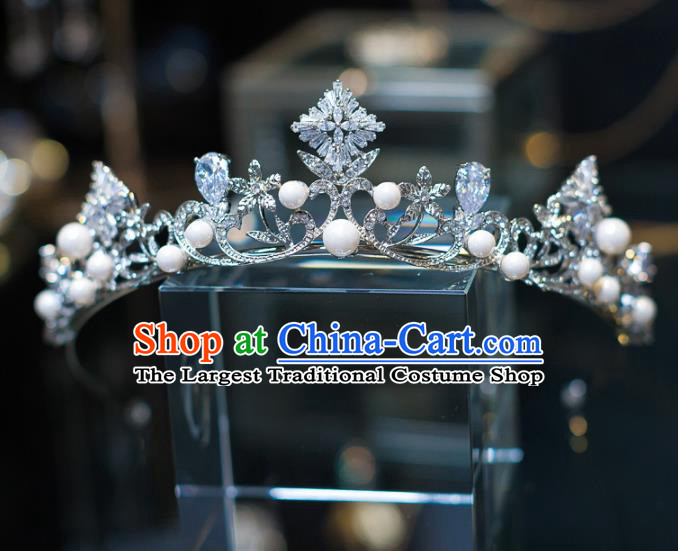 Top Grade Baroque Princess Crystal Pearls Royal Crown Wedding Bride Hair Accessories for Women