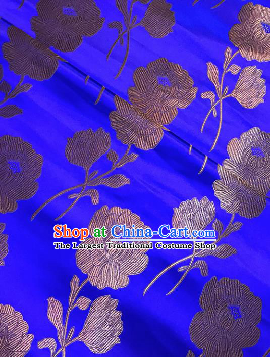 Asian Chinese Traditional Palace Peony Pattern Blue Brocade Fabric Silk Fabric Chinese Fabric Material