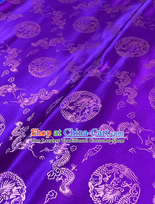 Asian Chinese Traditional Cheongsam Dragon Pattern Purple Brocade Fabric Silk Fabric Chinese Fabric Material