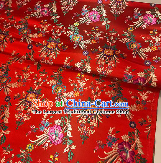 Asian Red Brocade Chinese Traditional Begonia Pattern Fabric Silk Fabric Chinese Fabric Material