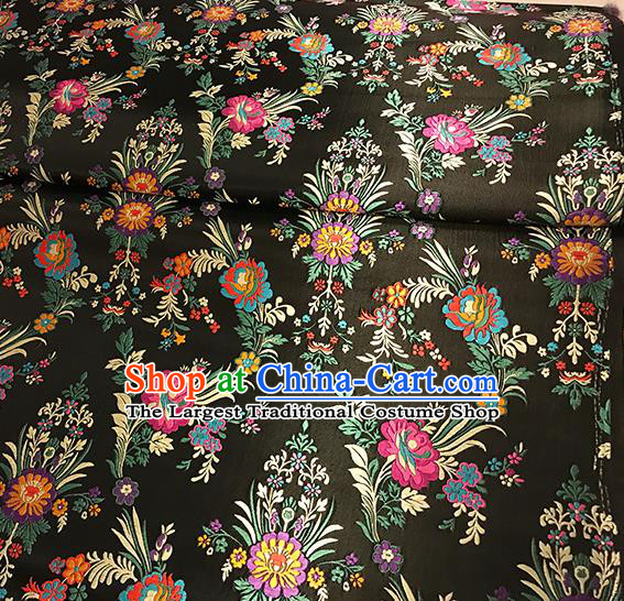 Asian Black Brocade Chinese Traditional Begonia Pattern Fabric Silk Fabric Chinese Fabric Material