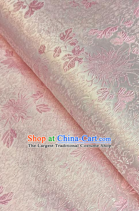 Asian Chinese Pink Brocade Traditional Chrysanthemum Pattern Fabric Silk Fabric Chinese Fabric Material