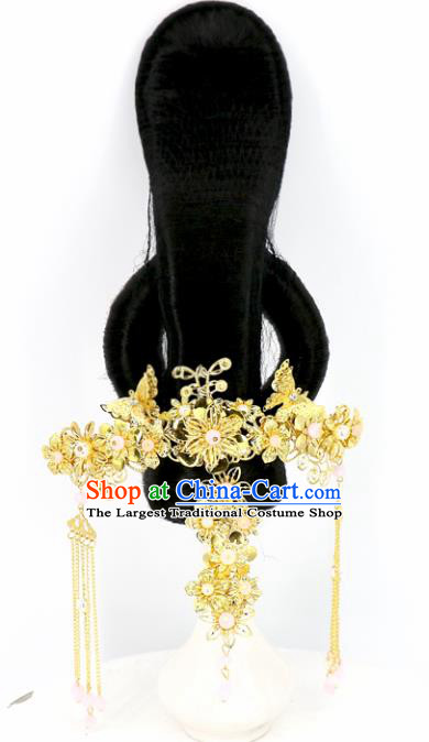 Chinese Traditional Drama Hair Accessories Ancient Tang Dynasty Queen Wig and Hairpins Headwear for Women