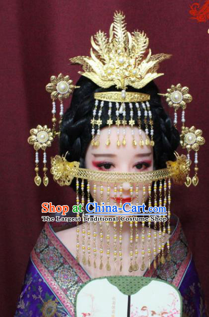 Chinese Traditional Handmade Hair Accessories Phoenix Coronet Tassel Hairpins for Women